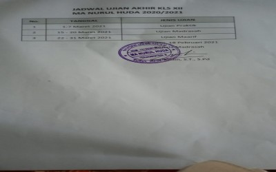 JADWAL KEGIATAN AKHIR KELAS XII TAHUN 20/21